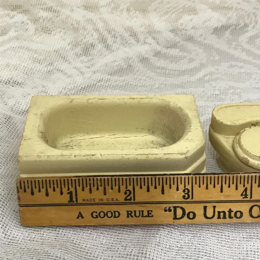 Dollhouse Vintage‎ Wooden 1940's Bathroom Set, Bathtub, Sink, and Toilet